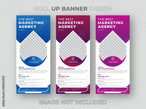 Roll Up Banner Template Creative Design for Office, Company, Marketing, And Ads