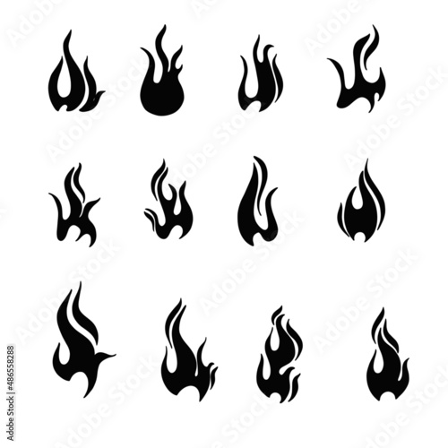 Fire doodle set in retro style on light background. Hand drawn vector set. Smoke background. White background. Vector graphic pattern. Background hand drawing. Vector art illustration.