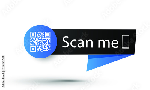 Vector illustration. QR code for smartphone. Inscription scan me with smartphone icon. Qr code for payment.