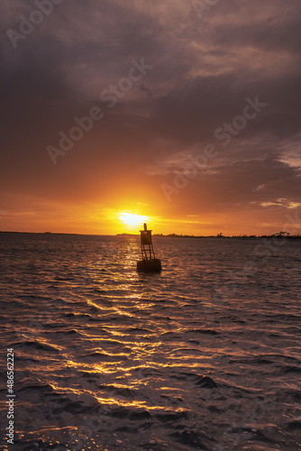 boat at sunset