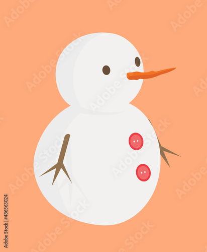 illustrazione vettoriale pupazzo di neve ghiaccio inverno giochi spalare nevicata natale bottoni carota divertimento photo