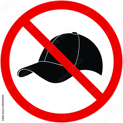 No cap or no hat prohibition sign icon vector illustration.