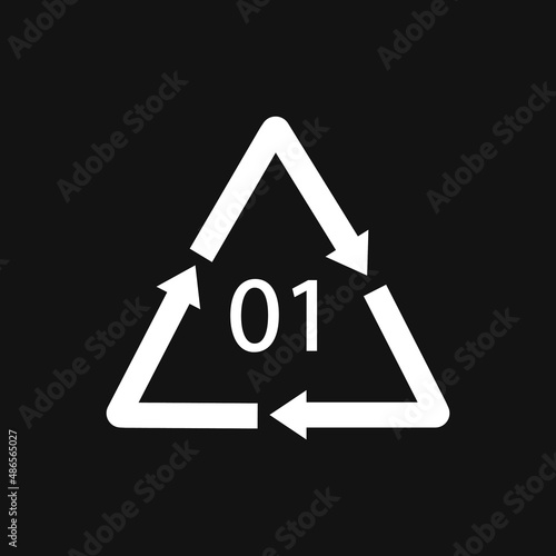 PET 01 recycling code symbol. Plastic recycling vector polyethylene sign.