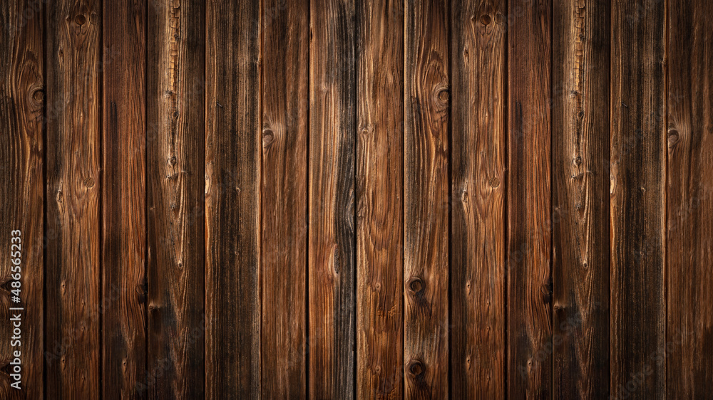 Naklejka premium Old brown rustic dark grunge wooden timber texture - wood background banner