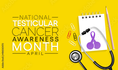 Testicular cancer awareness month is observed every year in April, is a disease that occurs when cancerous (malignant) cells develop in the tissues of a testicle. Vector illustration