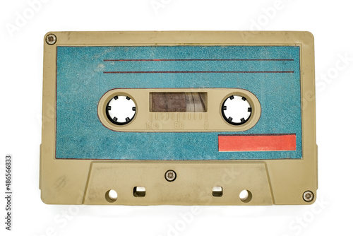 old audio cassette tape isolated on white