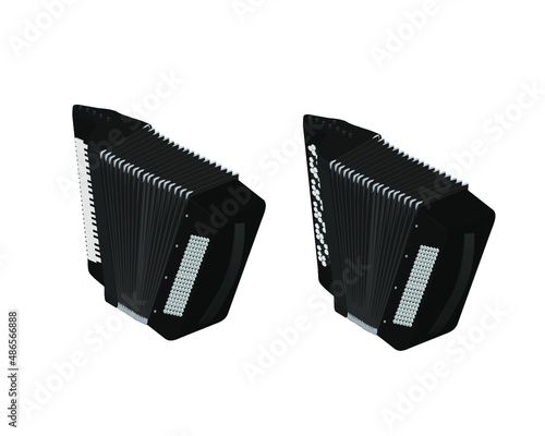 vector illustration in isometric style on the theme of musical instruments and folk music: button accordion and accordion