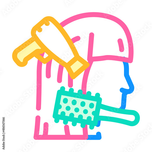 brushing hair color icon vector. brushing hair sign. isolated symbol illustration