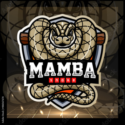 Black mamba snake mascot. esport logo design photo