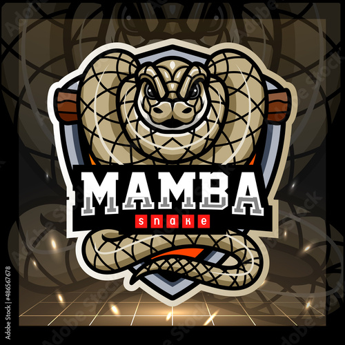Bild auf Leinwand Black mamba snake mascot. esport logo design