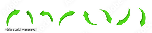 Green 3d arrow. Vector isometric arrow set isolated on white background.