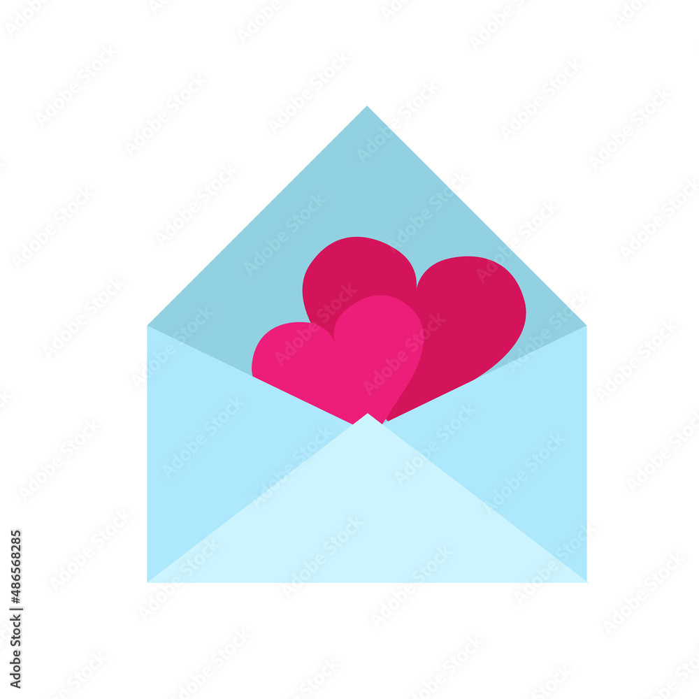 Illustration of two hearts coming out of blue envelope. For logos, icons and symbols. Valentines day vector image Illustration of two hearts coming out of blue envelope. For logos, icons and symbols. Valentines day vector image