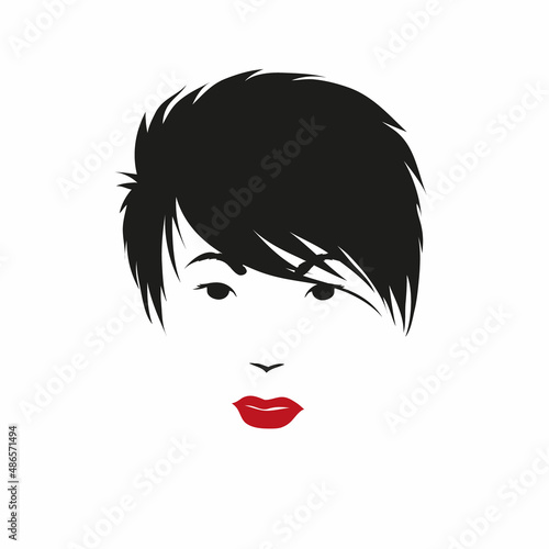 Short haircut. Fashion silhouette woman style, vector illustration 