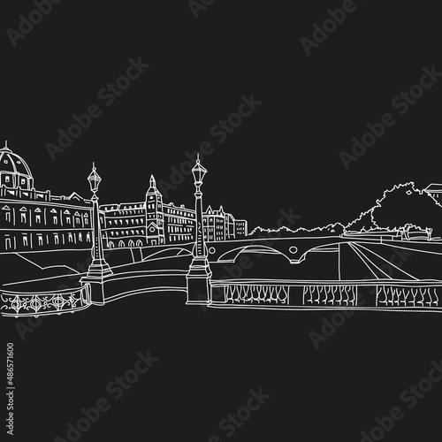 Paris, France. Hand drawn vector illustration 