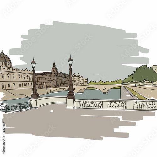 Paris, France. Hand drawn vector illustration 