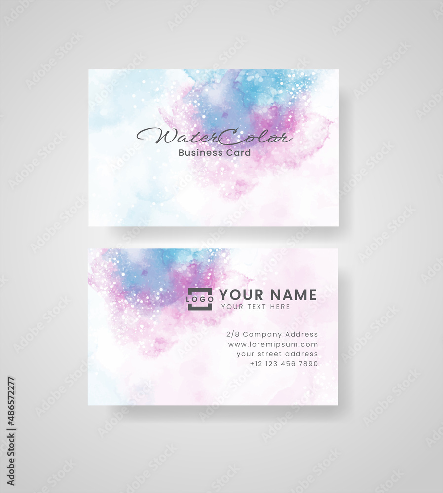 Watercolor business card. vector EPS 10.