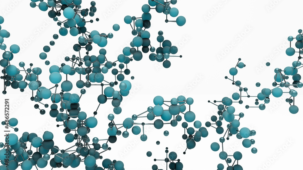 3D Illustration of Structure of Network connecting spheres with lines. White background with space for text 3D Illustration of Structure of Network connecting spheres with lines. White background with space for text