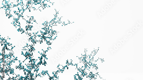 Chemical Network concept 3D illustration. White background with space for text