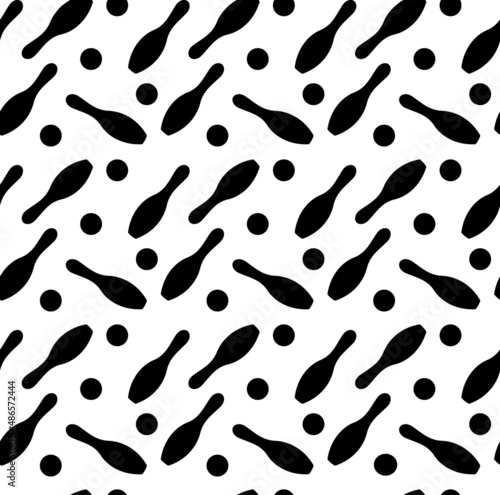 Bowling pins with ball icon. Vector icon. Seamless bowling vector pattern. Sport background. Bowling backdrop. Wrapping paper. Vector illustration. Color easy to edit.