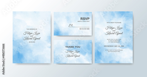 Wedding invitation with abstract watercolor background.