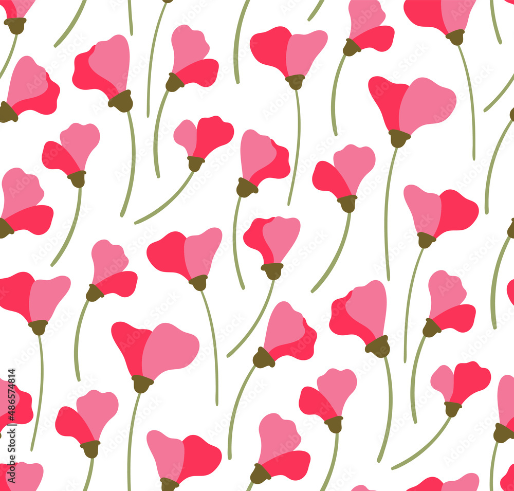 Little cute flower. Seamless pattern with the rustic motive.
