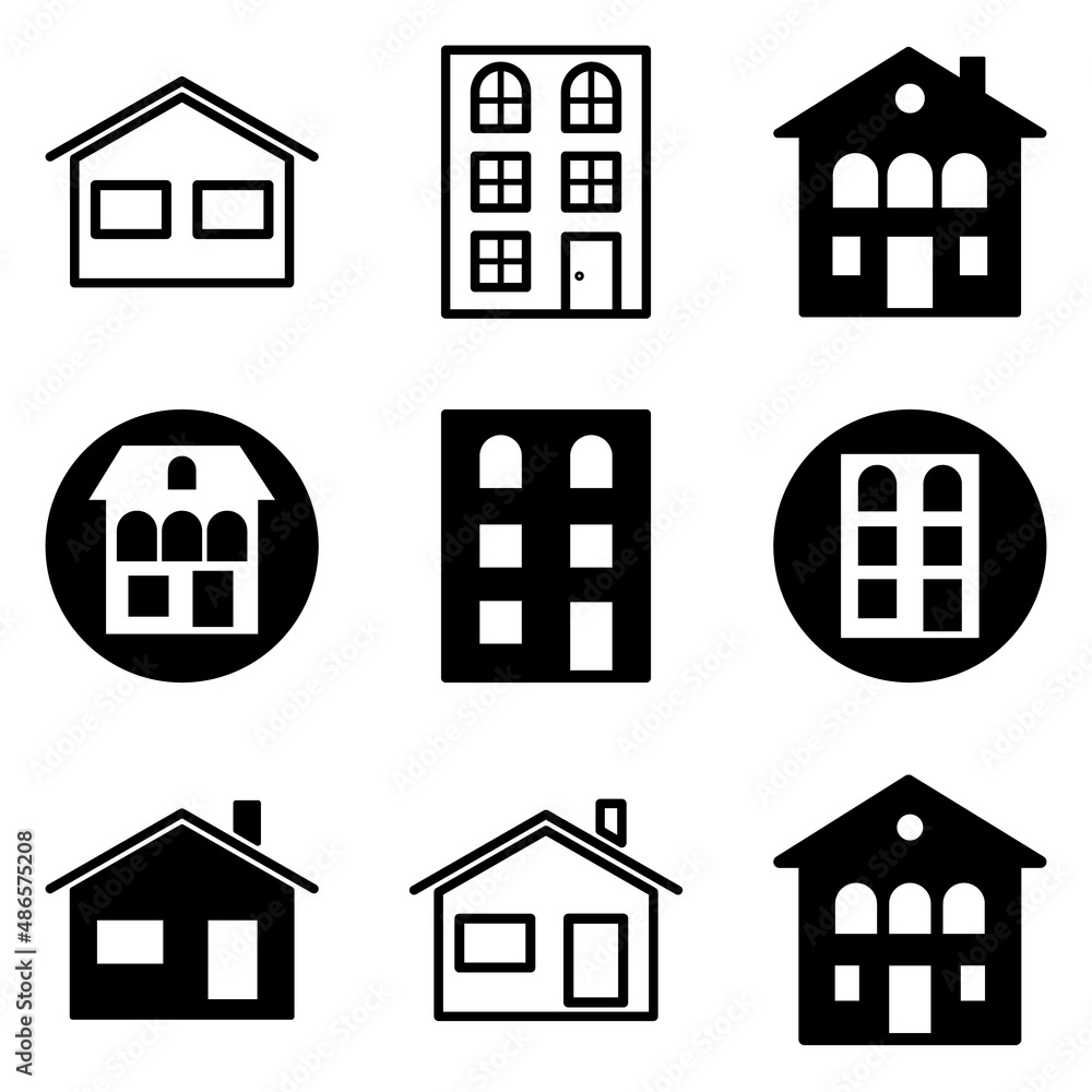 Fototapeta premium House Flat Icon Set Isolated On White Background