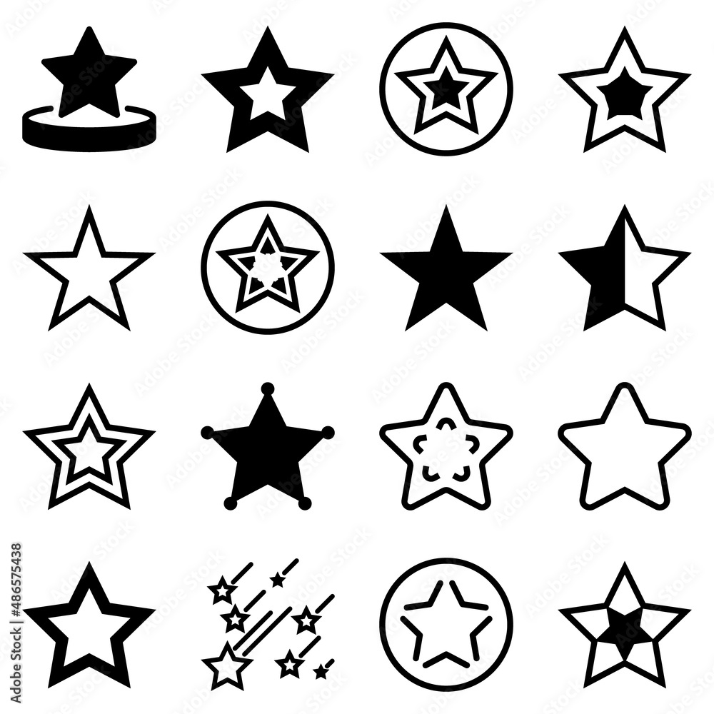 Stars Flat Icon Set Isolated On White Background Stars Flat Icon Set Isolated On White Background