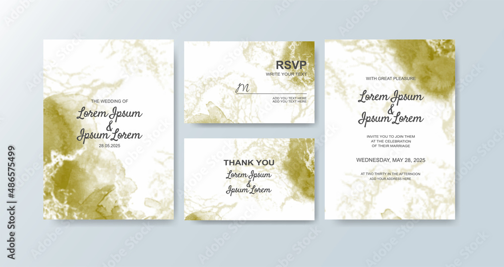 Wedding invitation with abstract watercolor background.