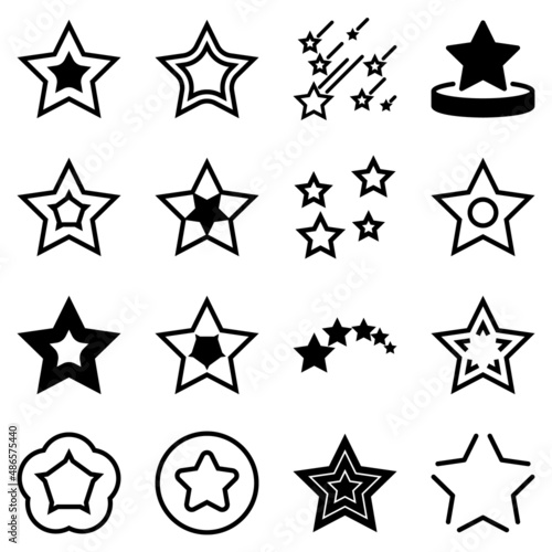 Stars Flat Icon Set Isolated On White Background