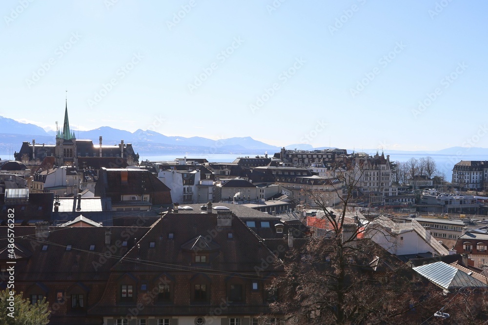Vue d'ensemble de la ville de Lausanne, ville de Lausanne, canton de Vaud, Suisse