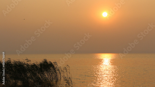 sunset over the lake