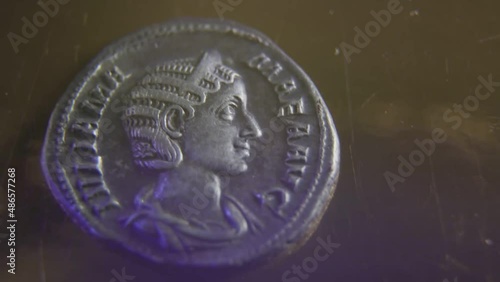 close-up of a late Roman coin photo