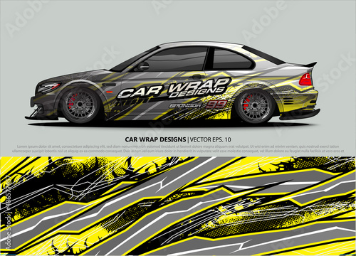 car wrap design. simple lines with abstract background vector