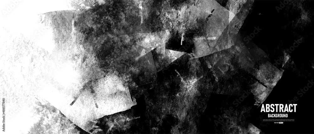 Fototapeta premium Black and white abstract grunge paint texture background. 