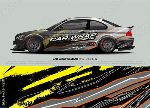 car wrap design. simple lines with abstract background vector