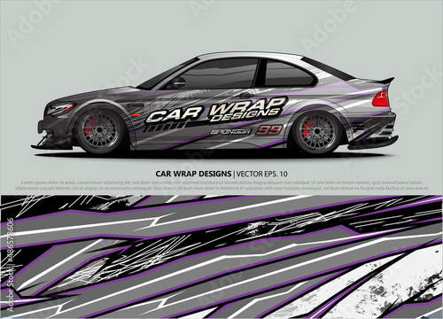 car wrap design. simple lines with abstract background vector