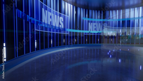 Fototapeta Naklejka Na Ścianę i Meble -  3D Virtual News Studio Background. 3d rendering