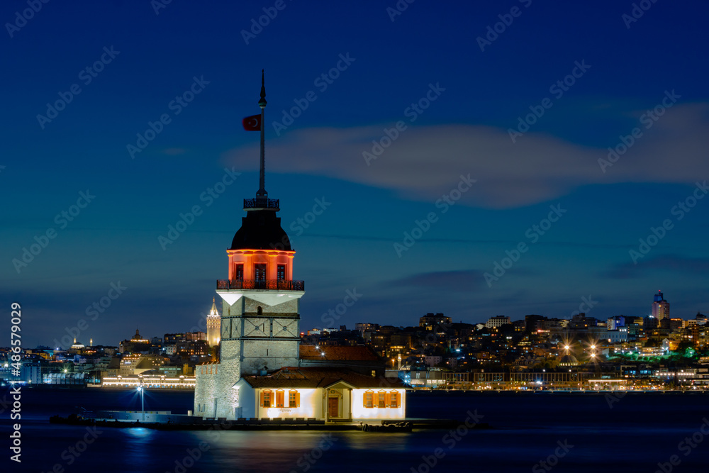 Kiz Kulesi or Maiden's Tower at night