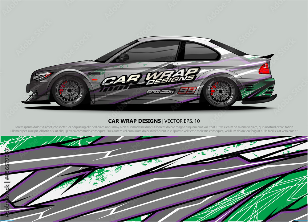 car wrap design. simple lines with abstract background vector