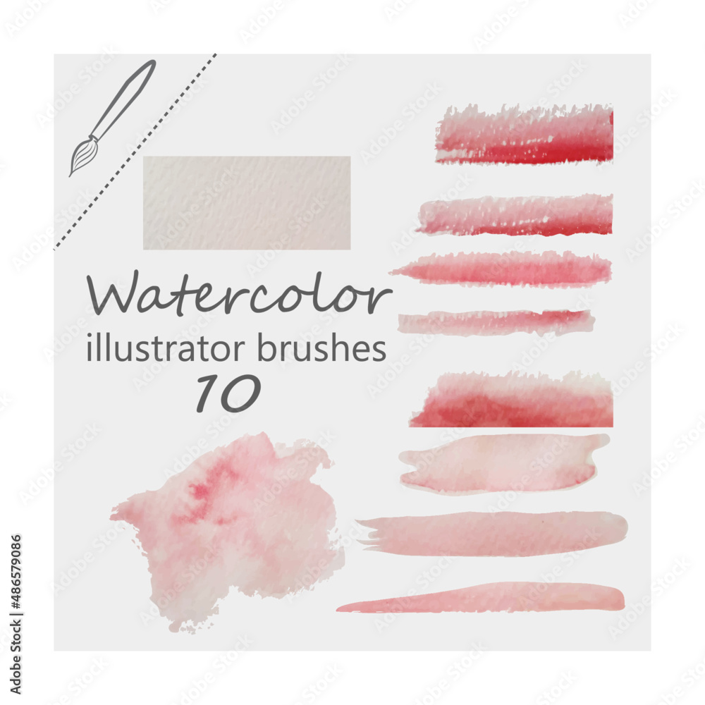 Watercolor brushes for illustrator. Pudka, rose, marshmallow Dry brush
