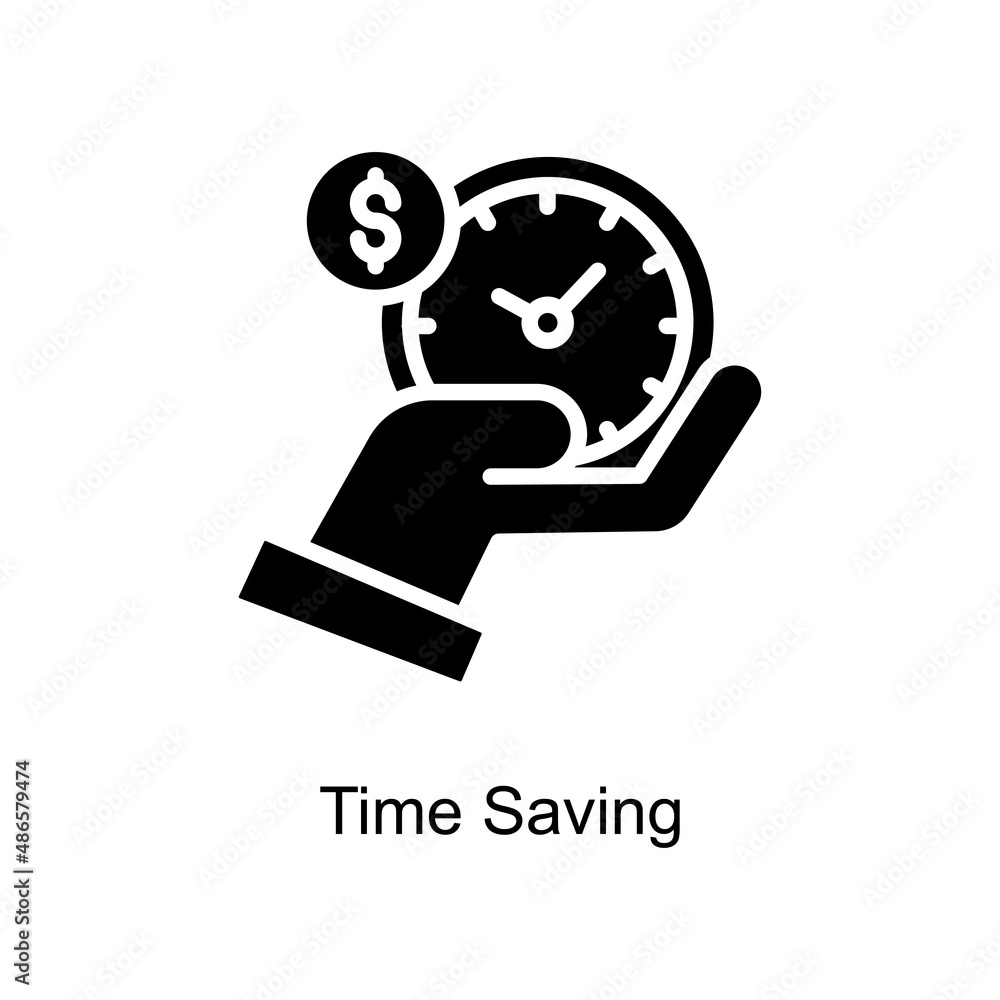 Time Saving vector Solid icon for web isolated on white background EPS 10 file Time Saving vector Solid icon for web isolated on white background EPS 10 file