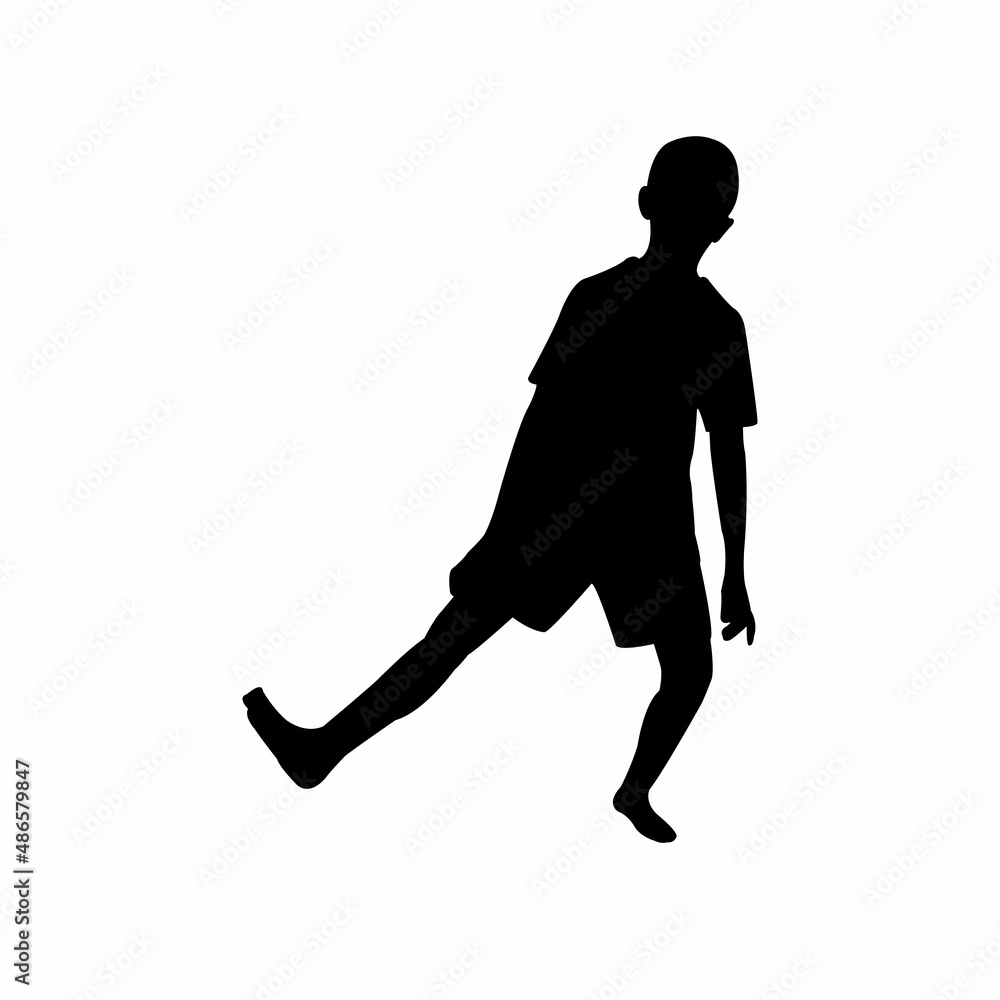 a boy making exercise, body silhouette vector