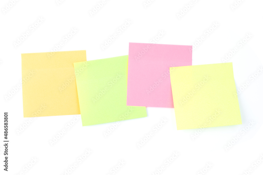 Empty colorful paper notes isolated on white Empty colorful paper notes isolated on white
