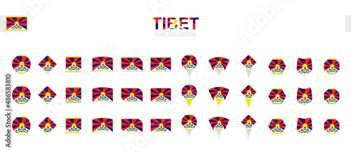 Large collection of Tibet flags of various shapes and effects.