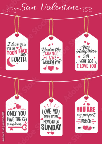 Tarjetas de San Valentín con mensajes motivacionales, iconos de amor, imitación de san Valentín