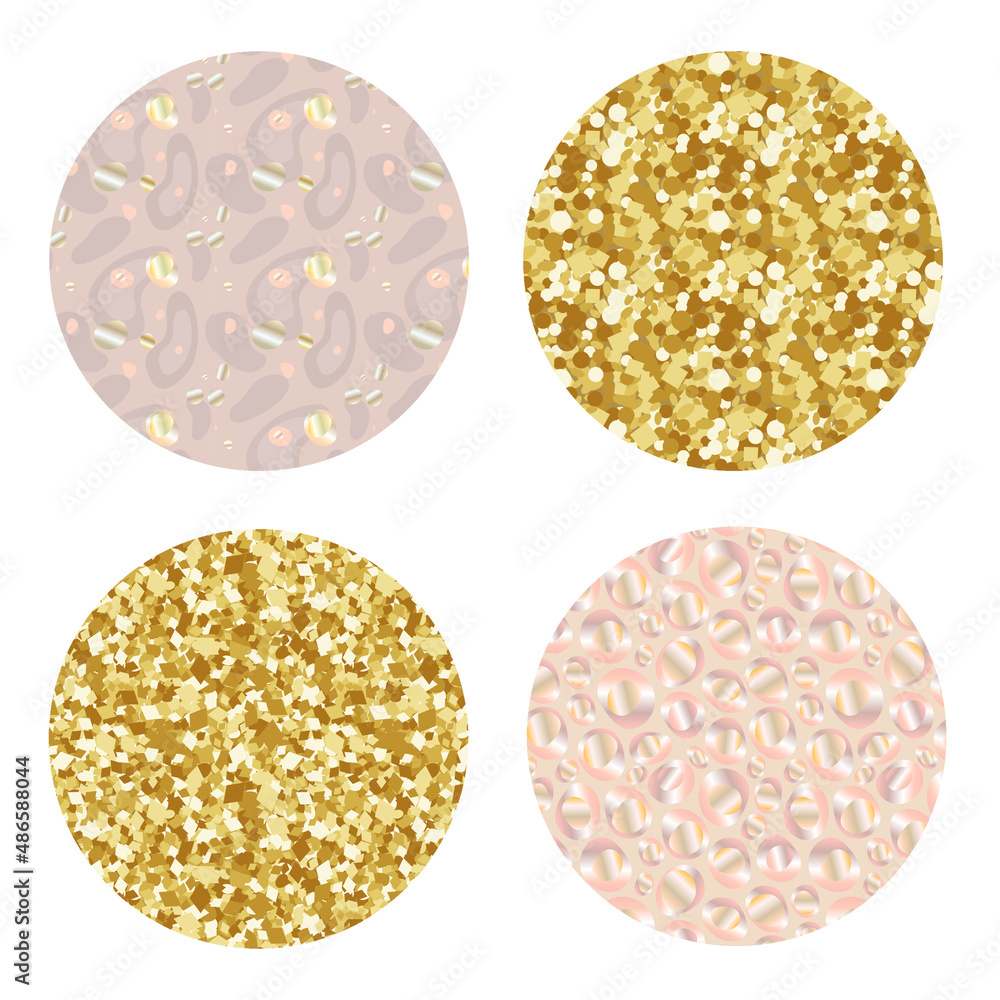 A set of round background elements with sparkles. A set of round background elements with sparkles.