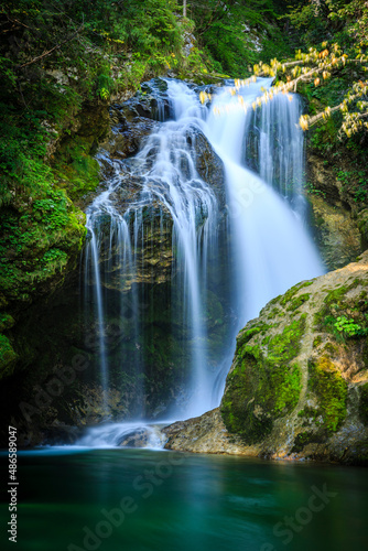 Radnova River and majestic Waterfall Sum  Vintgar Gorge  slovenia