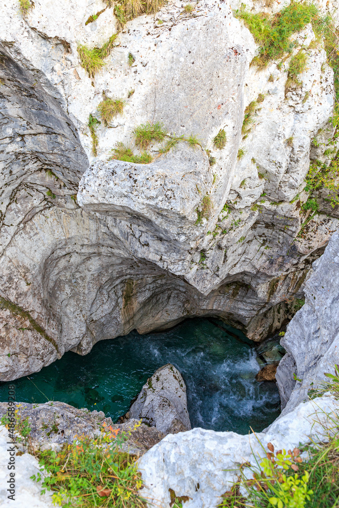 Soča Valley-Great Canyon,  Soča River cuts deep into limestone rocks, Slovenia