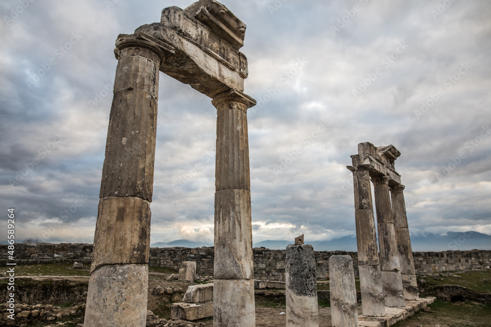 Ruins of Hierapolis, now Pamukkale, in Turkey