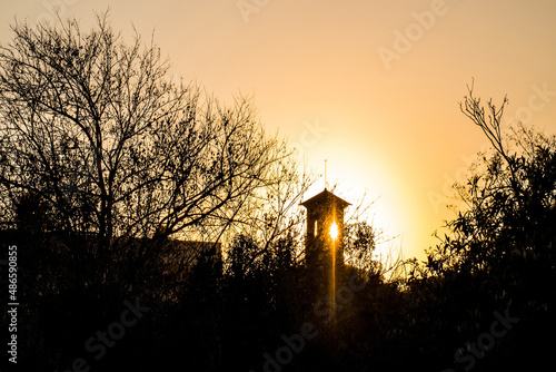 Bell tower at sunset photo